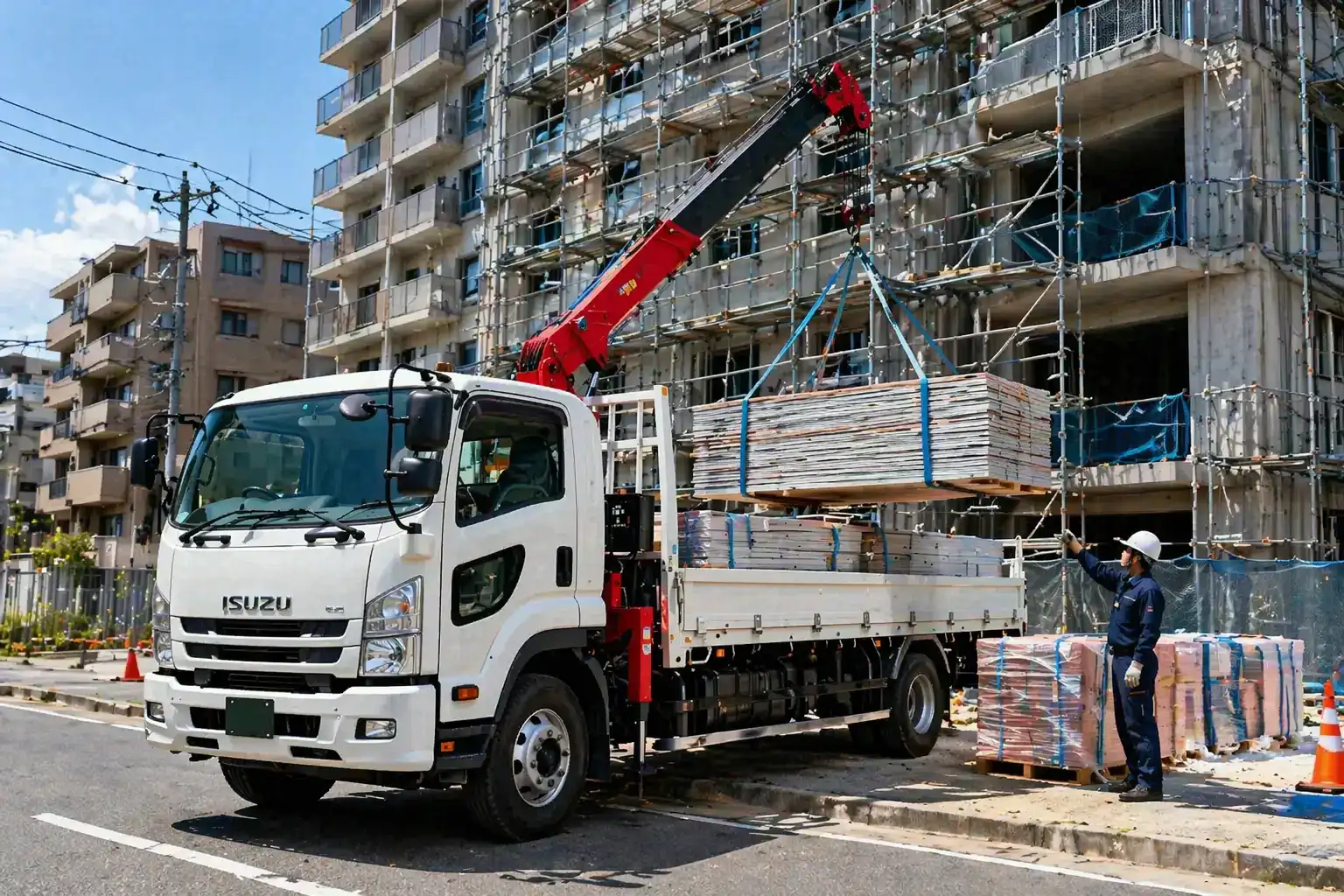 CONCEPT_建設現場での大型トラックとクレーン001